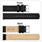Ritche 22mm Quick Release Classic Vintage Leather Watch Band Compatible with Samsung Gear S3 Frontier Watch Black Genuine Leathe