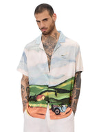 The Souled Store Official Peanuts Originals: Snoopys Drive in Mens and Boys Short Sleeves Collared Neck Button Front Multicolor