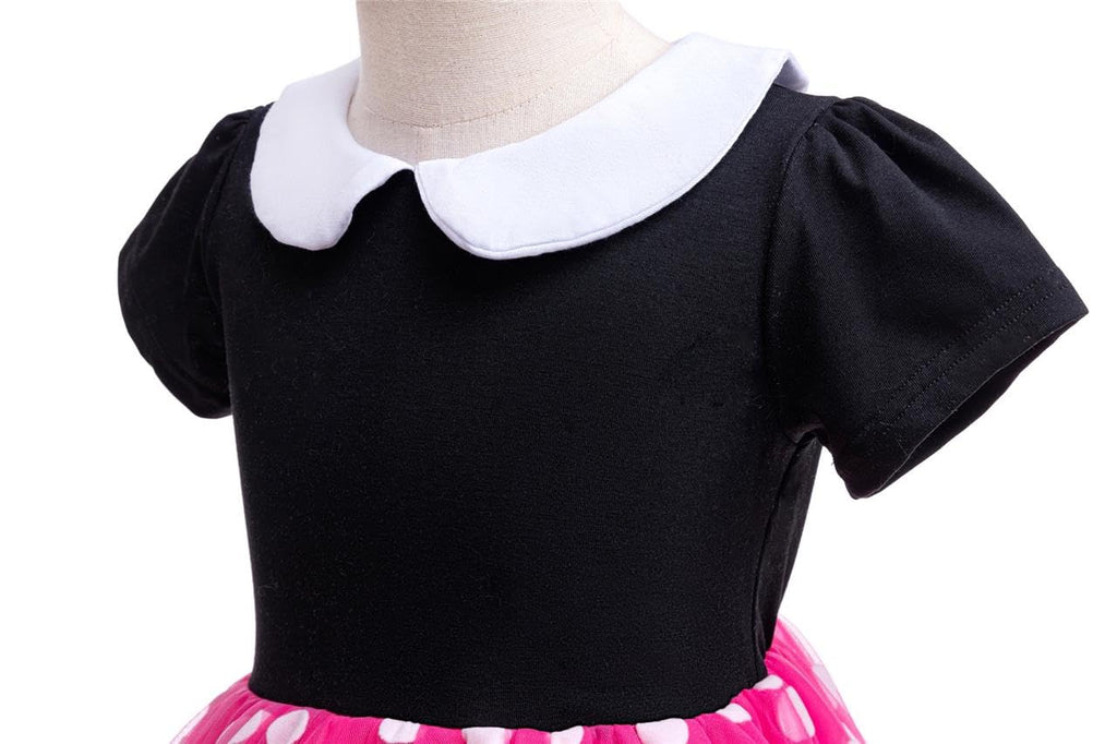 Dressy Daisy Toddler Girls Polka Dots Fancy Dress Up Halloween Costume Birthday Party Outfit with Mouse Ears Headband Size 2T to