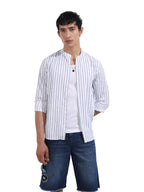 The Indian Garage Co Mens Regular Fit Vertical Striped Mandarin Collar Long Sleeves Sweater