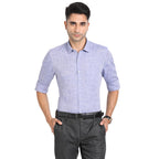 Turtle Men Pure Linen Solid Slim Fit Violet Formal Shirt