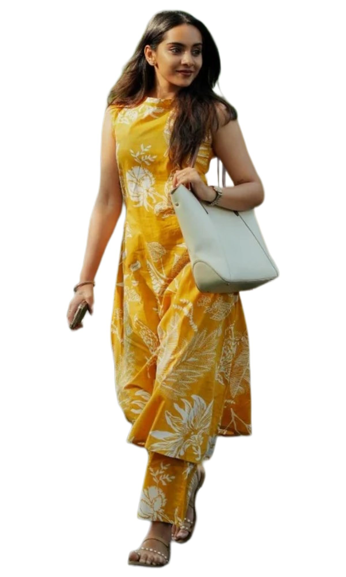 Anni Designer WomenS Viscose A-Line Printed Kurta With Palazzo (Mason Yellow_Xxl_Yellow_Xx-Large)