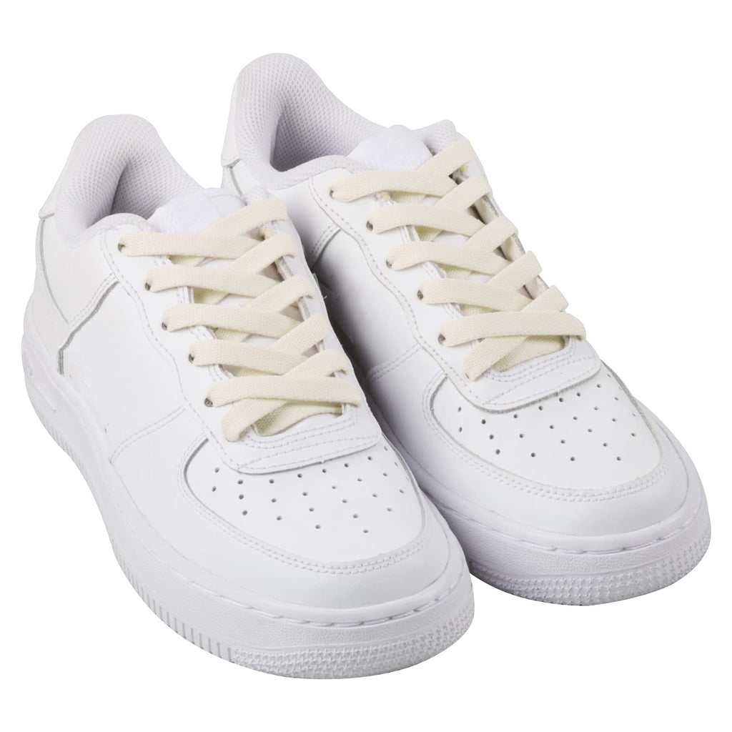 Puzeam Upgrade Tight Weave Flat Shoelaces 28 Colors 5/16 Wide Shoe Laces for Sneakers-Beige-100