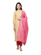 ANNI DESIGNER Womens Cotton Straight Printed Kurta with Pant & Dupatta (SHIPRA Light Green_S-Light Green_Small)