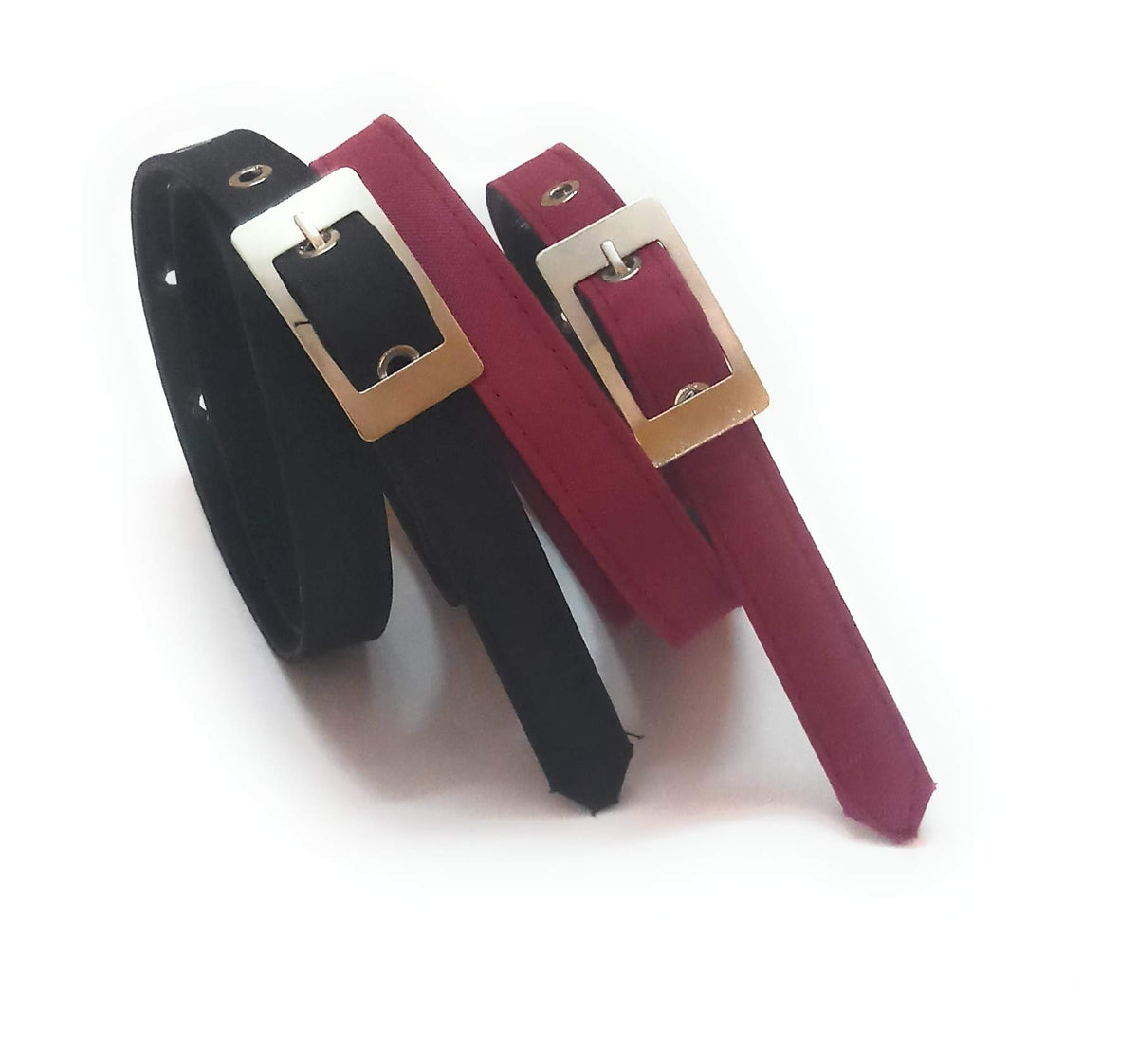 Genericxxxl Oversize Plus Size Ladies Formal Casual Denim Material Jeans Belt 2Pcs Black And Maroon 3