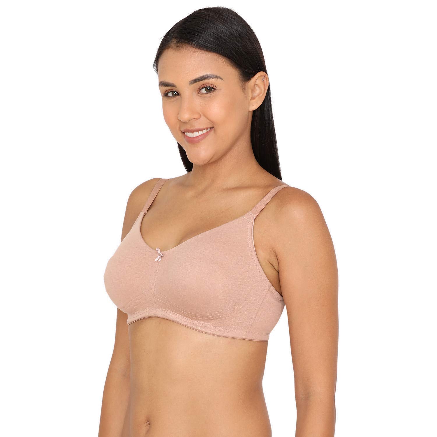 Zivame Womens Synthetic Padded Wire Free Seamless Bra Beige