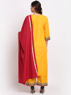 Anni Designer Women'S Cotton Straight Kurta With Palazzo & Dupatta (Kpzd-Cot-10038-Yellow)