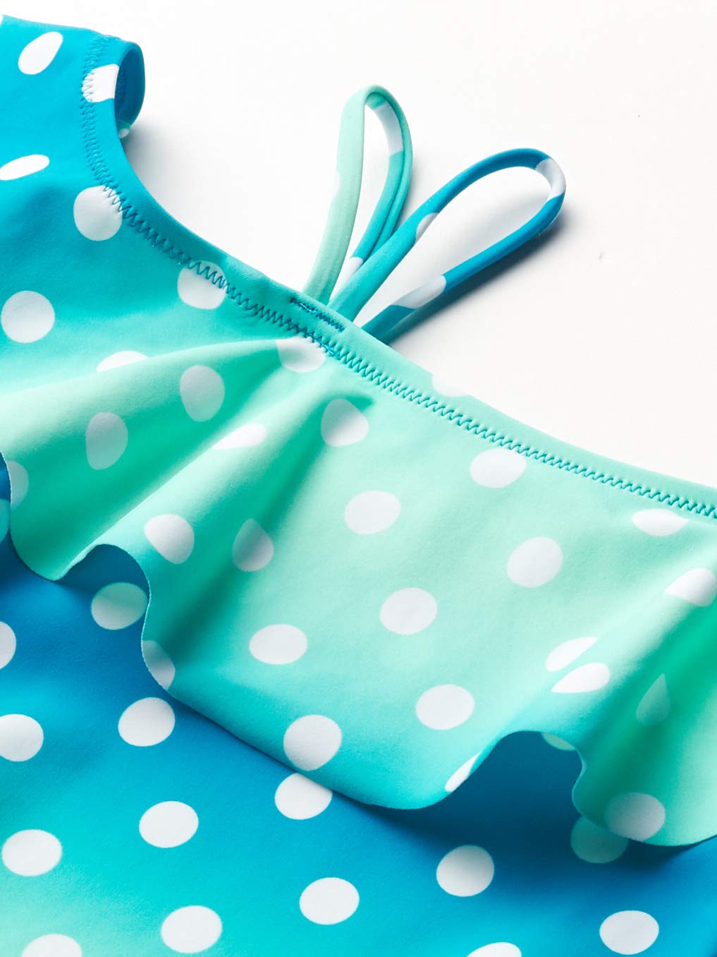 Kanu Surf girls Peggy Upf 50+ Beach Sport Off Shoulder One Piece Swimsuit, Dots Blue, 12 US