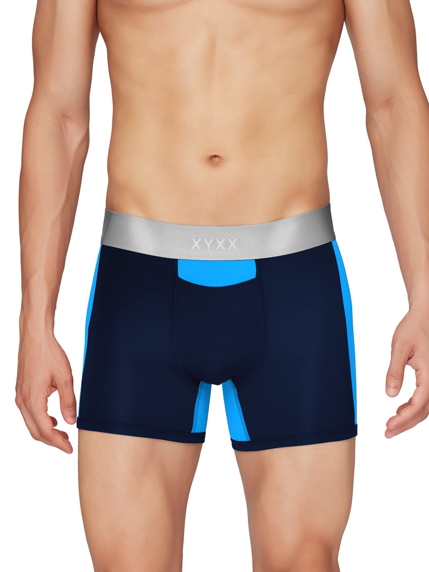 XYXX Mens Underwear Dualist IntelliSoft Antimicrobial Micro Modal Trunk Pack of 2 (Black Iris & Black ; Black Iris & Brilliant