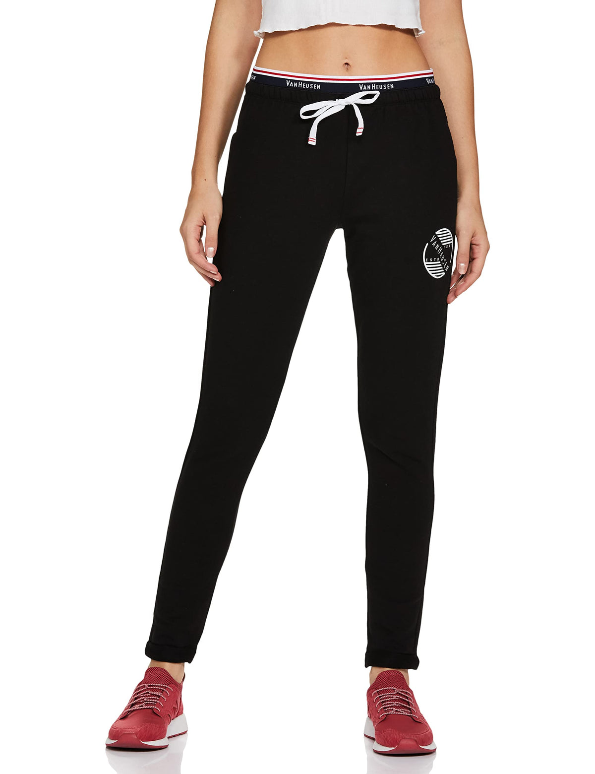 Van Heusen Women Athleisure Antiviral Regular Fit Joggers  Body Hug, Moisture Wicking, Reflective Trim_66308_Black_L 2