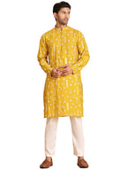 Jompers Mens Embroidered Silk Blend Straight Kurta Pyjama Set