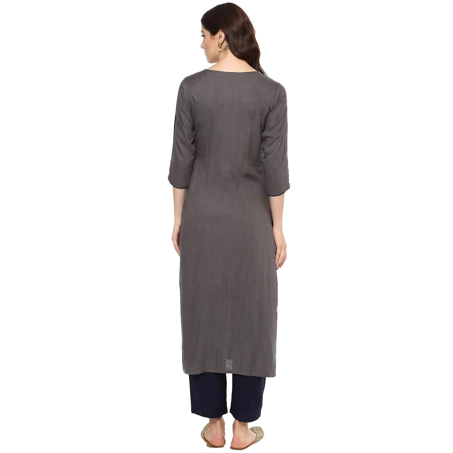 Idalia Embroidered Kurta For Women - Embroidered Kurtas, Rayon, Straight, Round Neck - Embroidered Kurtas