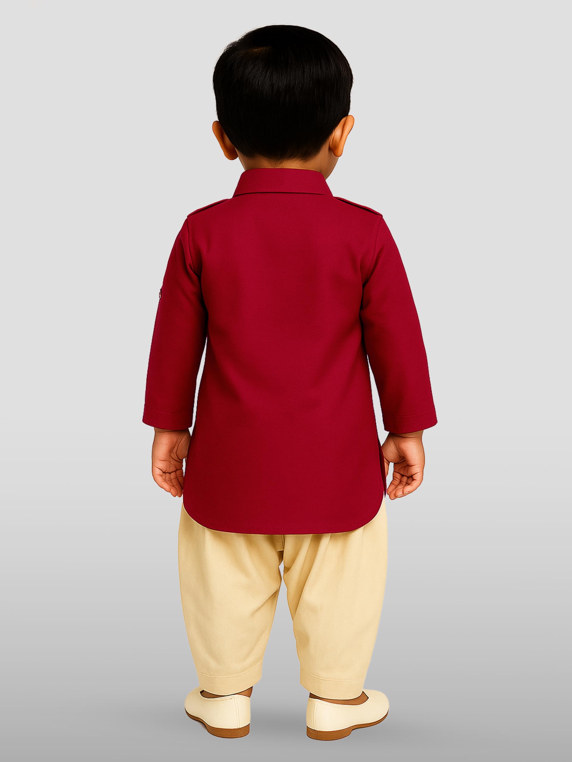 Jbn Creation Boys Maroon Cotton Blend Pathani Suit Set