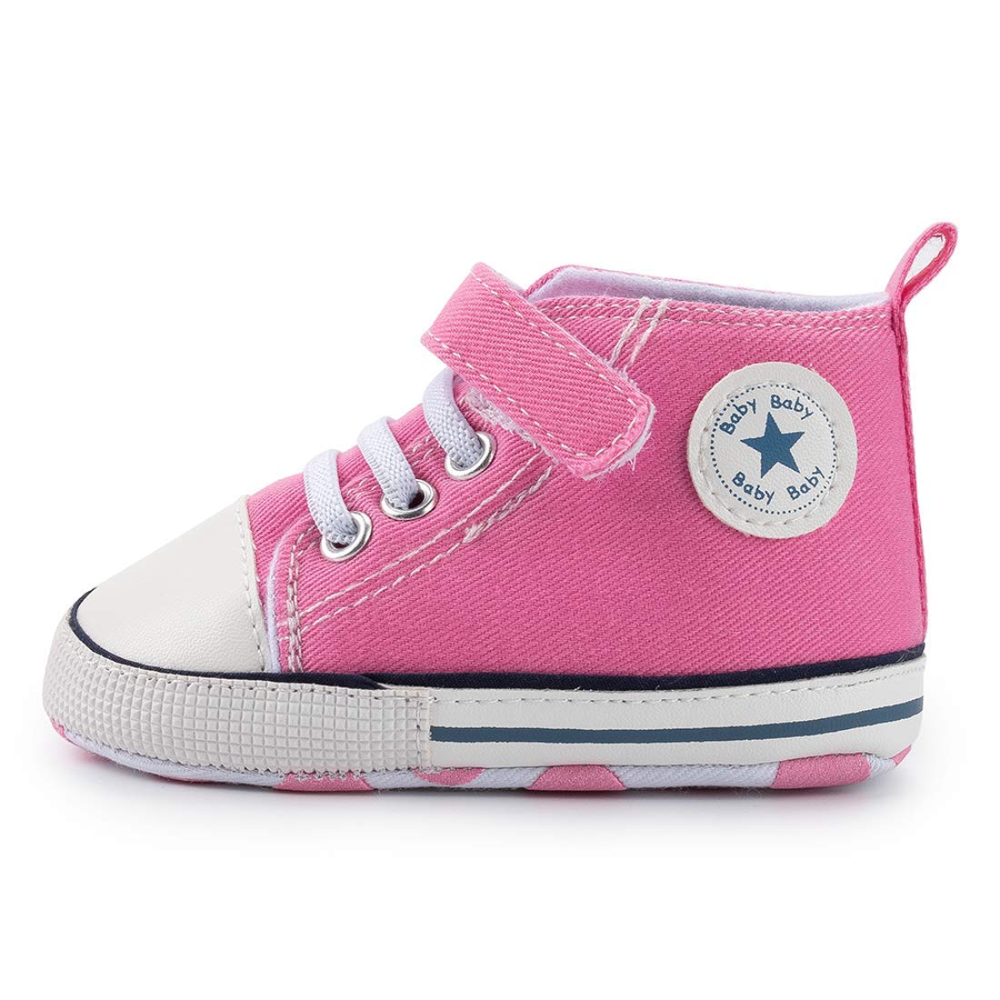 Tutoo Unisex Baby Boys Girls Star High Top Sneaker Soft Anti-Slip Sole Newborn Infant First Walkers Canvas Denim Shoes