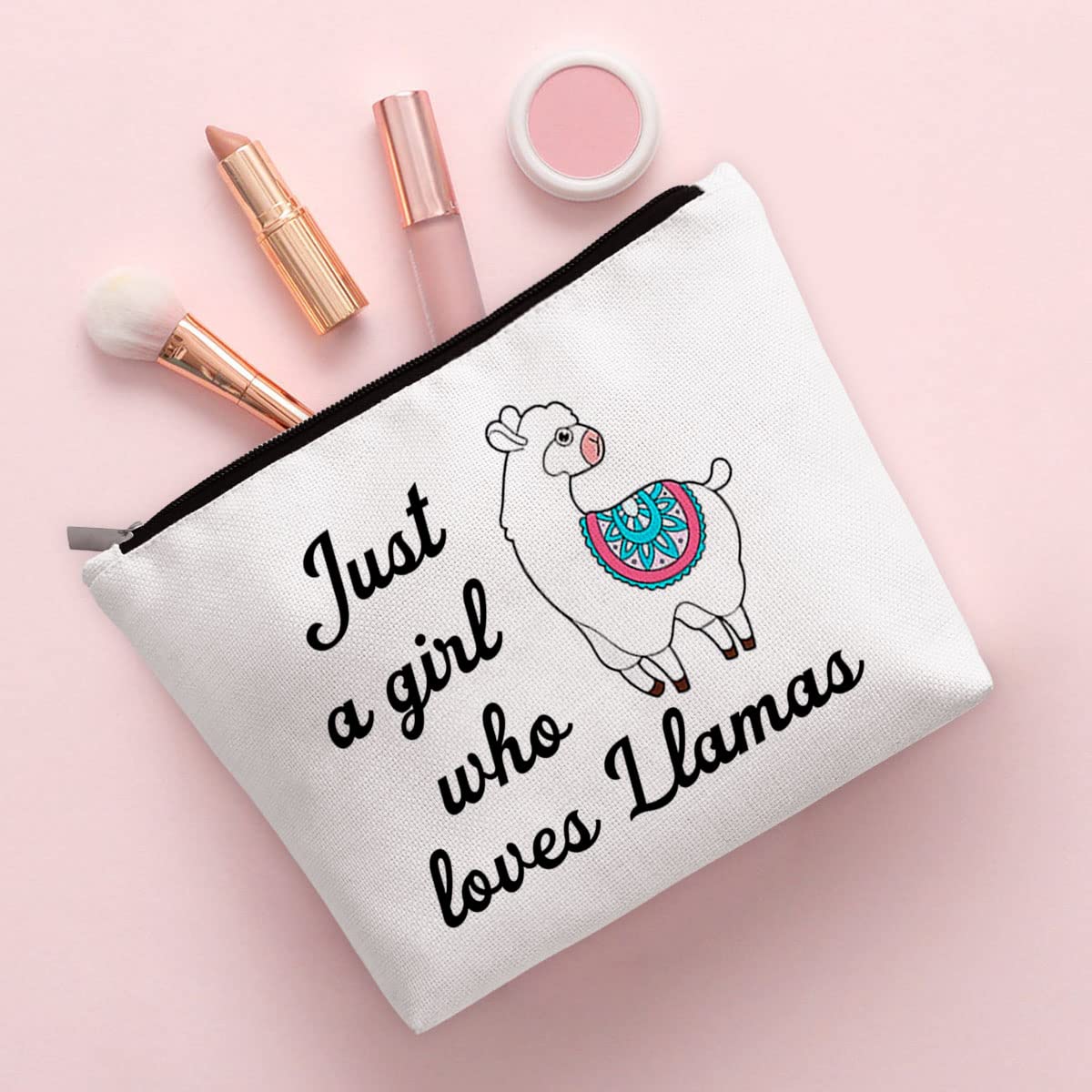 BiuNiuring Llama Gifts for Women, Llama Costmeic Bag Travel Gifts, Llama Gifts for Llama Lovers, Llama Makeup Bag, Who Loves Lla