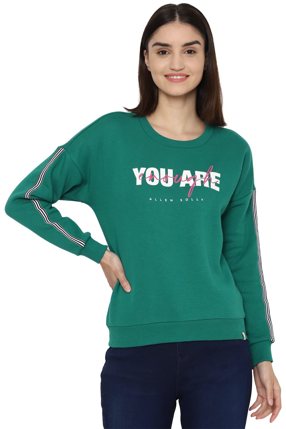 Allen Solly Women Regular Fit Cotton Hooded Crew Neck T-Shirt