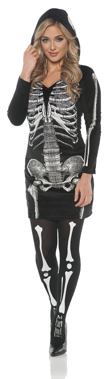Women's Skeletal Hoodie Dress Costume XL