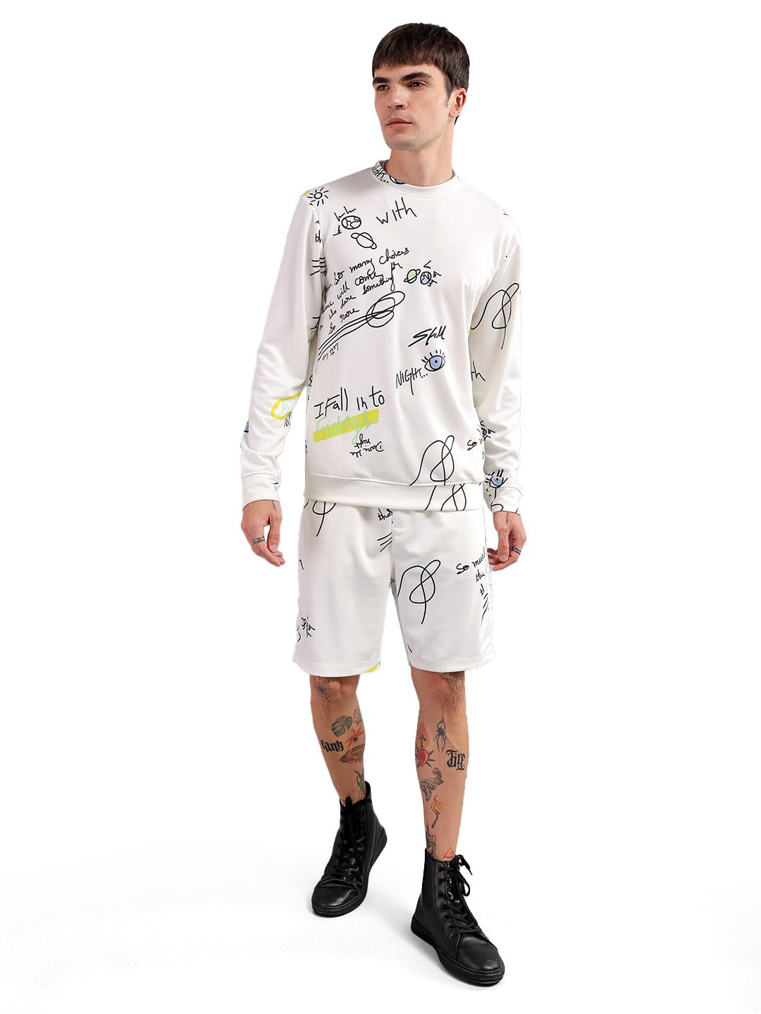 The Indian Garage Co Mens Regular Fit Printed Crew Neck & Co-ords Set