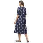 Stylum Women'S Paisely Print Cotton Flared Kurta (Navy Blue)