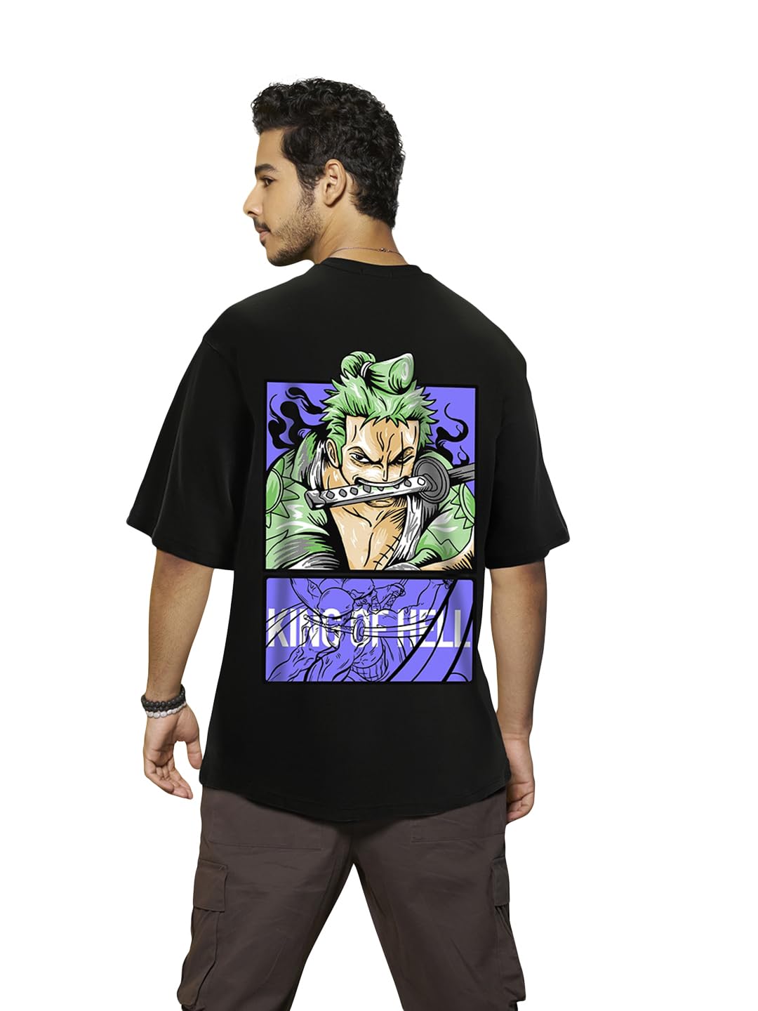 Bewakoof Cotton Mens Graphic Printed Oversized Fit T-Shirt_625522_Black_L