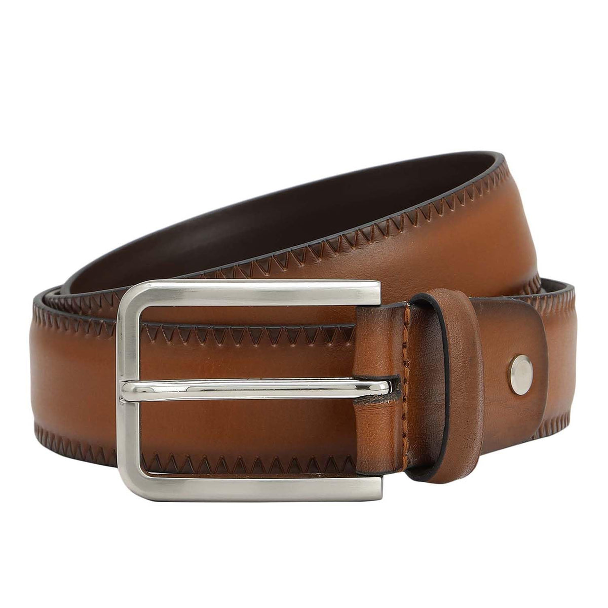 Da Milano Non Reversible Leather Belt For Men  Brown (Size 95 Cm) 38
