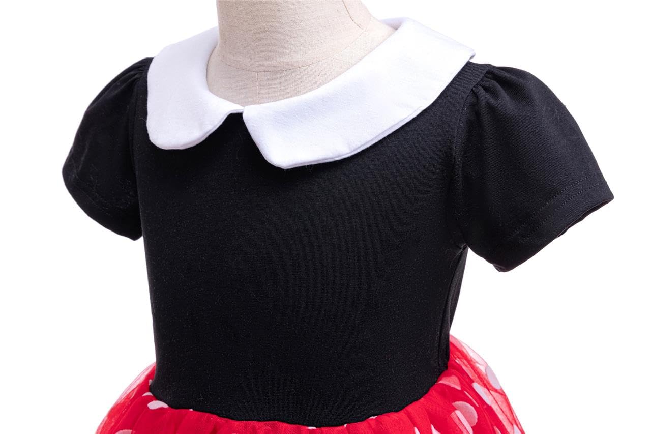 Dressy Daisy Toddler Girls Polka Dots Fancy Dress Up Halloween Costume Birthday Party Outfit with Mouse Ears Headband Size 4T to