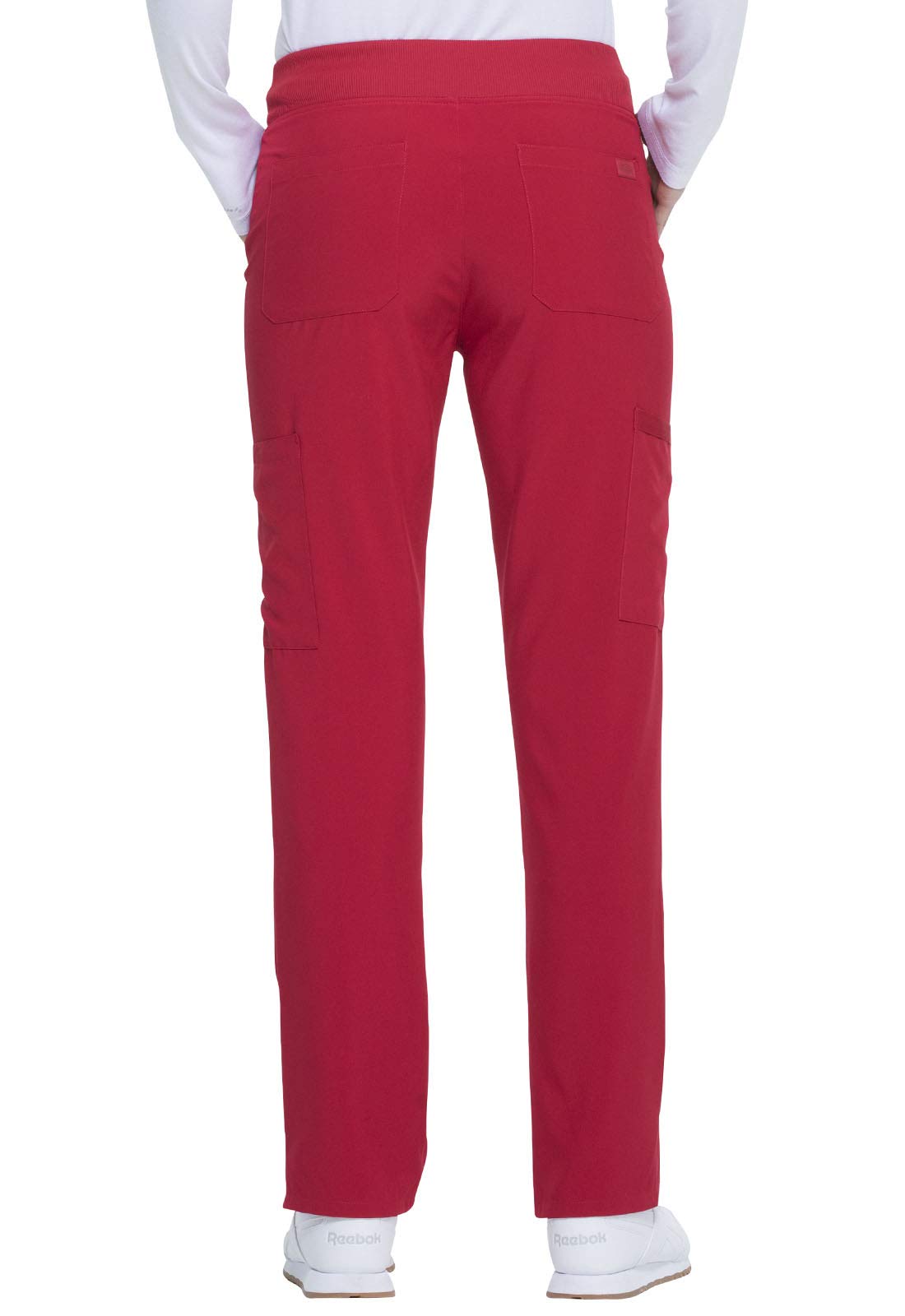 Dickies Women's Scrub Pants Natural Rise Tapered Leg Pull-On Bottoms with 7 Pockets and Knit Waistband DK005, XL, Red