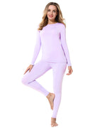 ViCherub Womens Thermal Underwear Set Long Johns Base Layer Fleece Lined Cold Weather Soft Top Bottom Lavender Large
