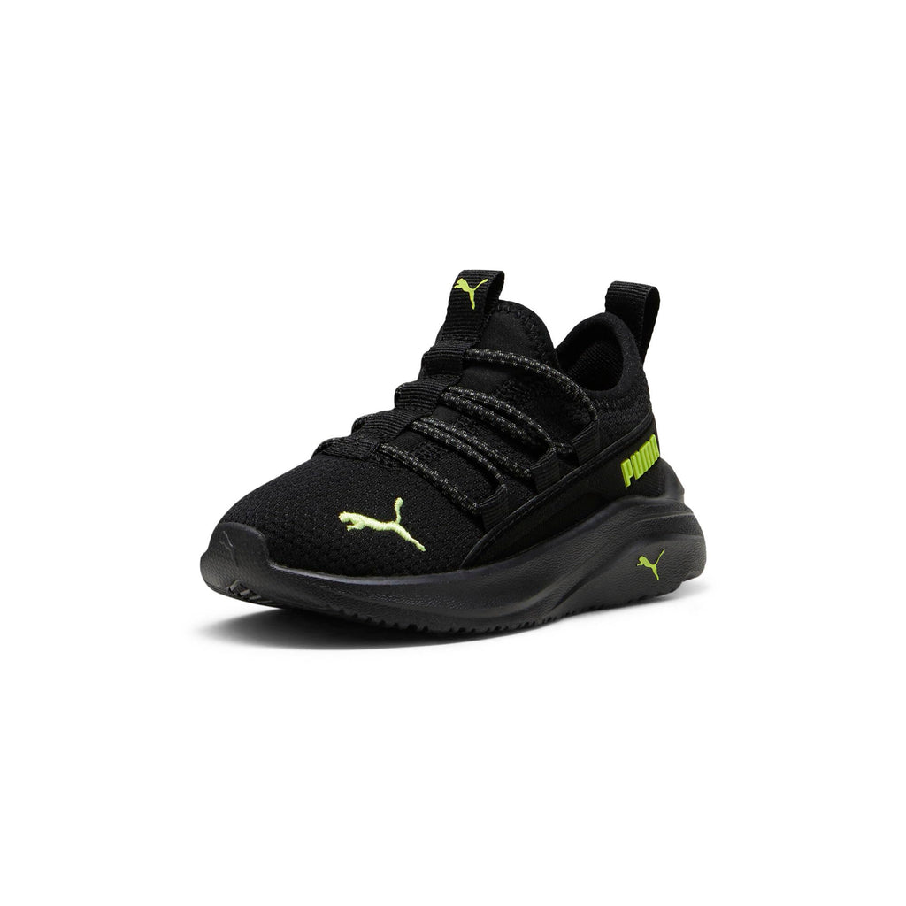 PUMA Softride ONE4ALL Slip ON Sneaker, Black-Lime Pow-Cool Dark Gray, 11 US Unisex Little Kid