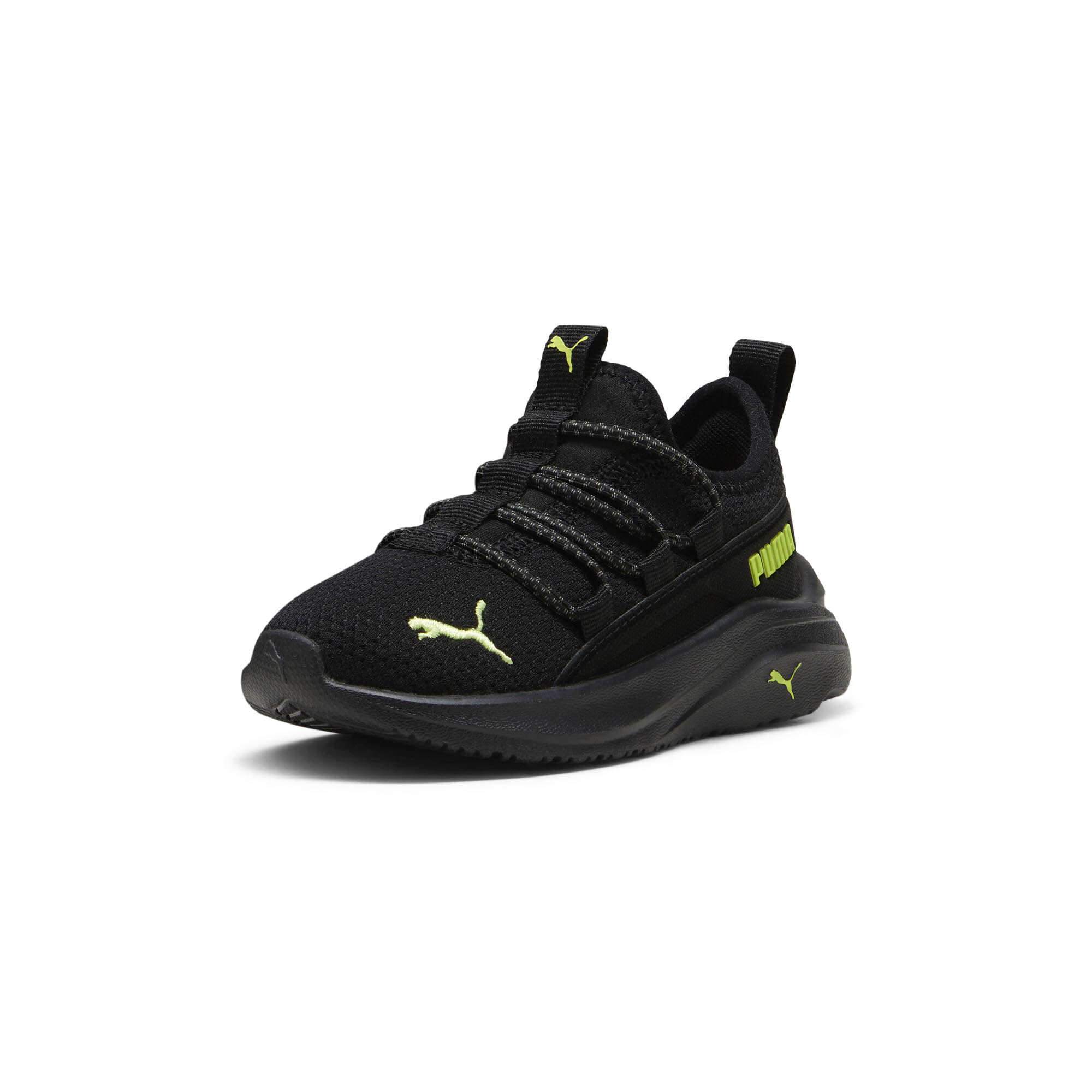 PUMA Softride ONE4ALL Slip ON Sneaker, Black-Lime Pow-Cool Dark Gray, 11 US Unisex Little Kid