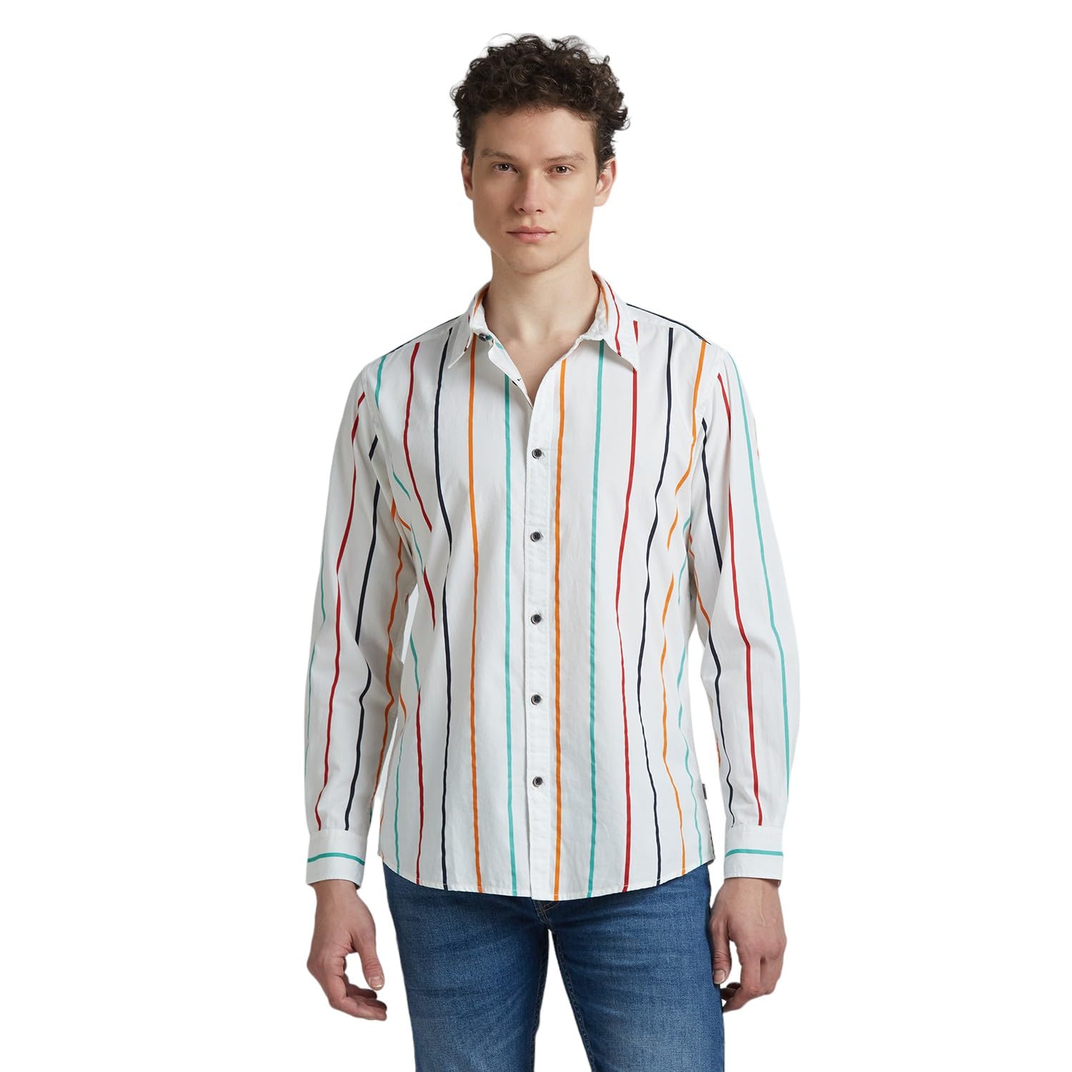 Pepe Jeans MenS Striped Regular Fit Shirt (Pm309023_White