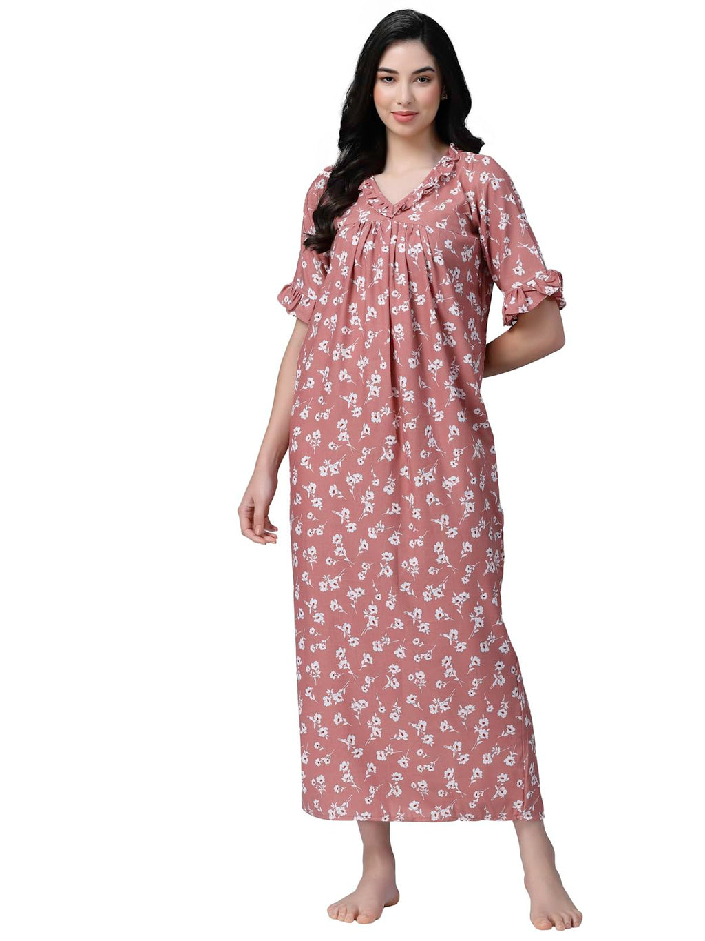 OOMPH! Cotton Blend Nighty for Womens | Night Gown | Nighty | Nightdress | Maxi Dress | Sleepwear | Gown for Women | Nighties |