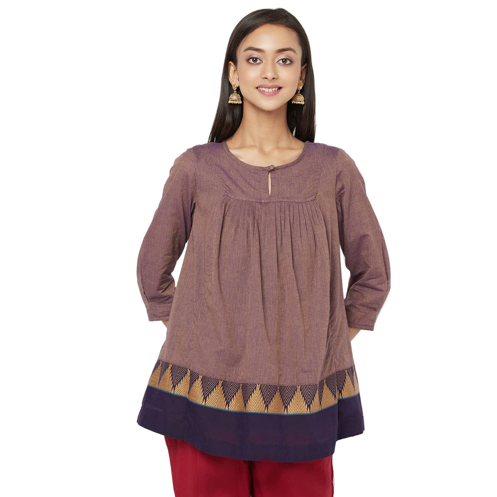 Fabindia WomenS Solids Regular Top_Purple Xs