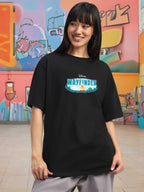 Juneberry 100% Pure Cotton Oversized Baggy Fit Official Disney Merchandise Cool & Goofy Graphic Printed T-Shirt For Women (Os_Ds