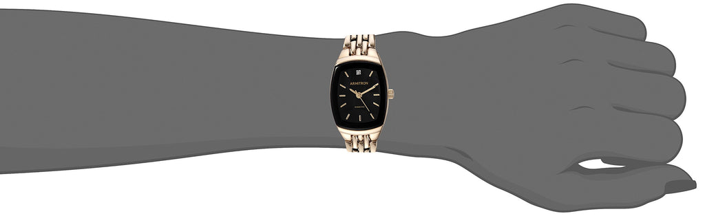 Armitron Women's 75/5195BKGP Diamond Accented Black Dial Gold-Tone Bracelet Watch