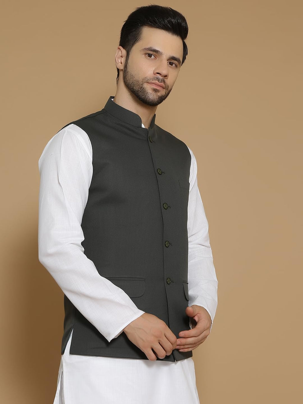 Wintage Men'S Poly Viscose Green Modi Nehru Jacket : Medium : Wc1542