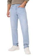 The Souled Store DenimOriginals: Light Wash Blue Men and Boys Buttoned Solid Cotton Blend Slim Fit Jeans