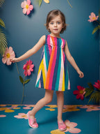 A.T.U.N. (ALL THINGS UBER NICE) Glow Rainbow A-Line Dress for Girls