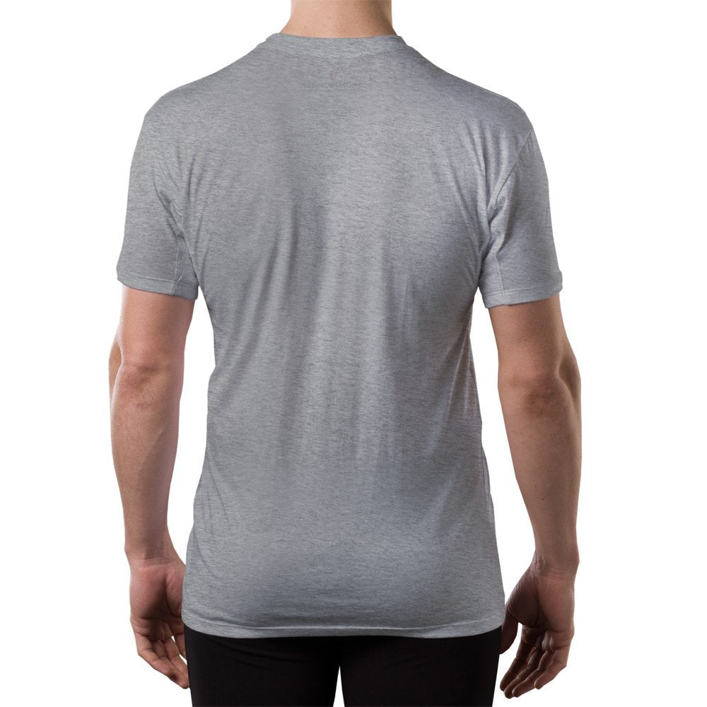 Sweatproof Undershirt for Men with Underarm Sweat Pads (Original Fit, Crew Neck) Heather Grey