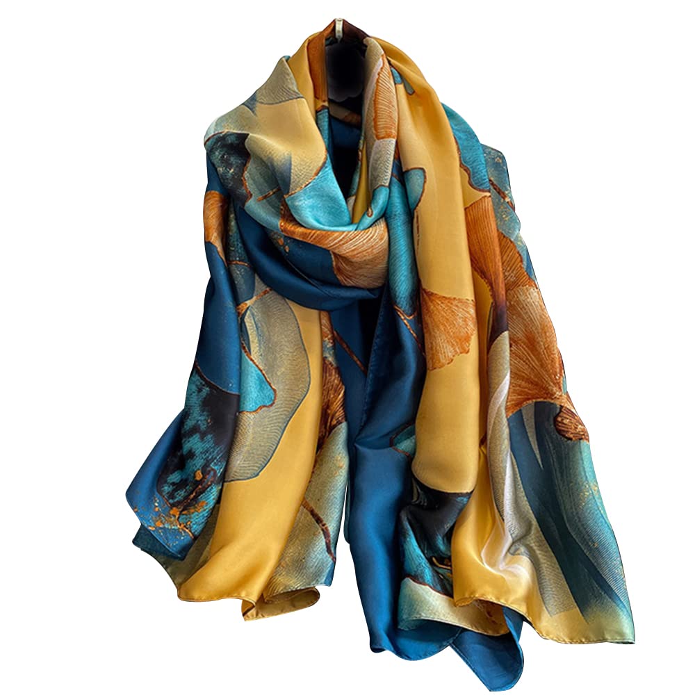 NUWEERIR Womens Silk Feeling Polyester Scarf Long Satin Scarf Fashion Designer Scarf Lightweight Wraps