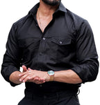 CB-COLEBROOK Mens Regular Fit Fancy Double Pocket Utility Casual Shirt for Men Full Sleeves Stylish Shirt - Cargo (Previously G