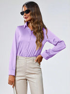 Indoprimo WomenS Solid Satin Casual Shirt | Stylish Western Long Sleeve Shirt For Women