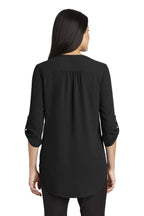 Port Authority Ladies 3/4-Sleeve Tunic Blouse Black