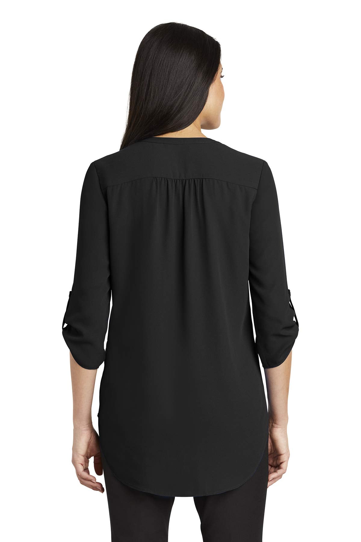Port Authority Women's 3/4-Sleeve Tunic Blouse, Black, X-Large