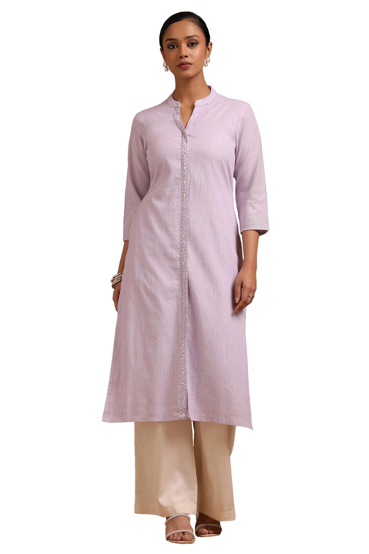 Soch Women Cotton Solid Kurta with Beads