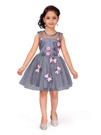 Aarika Girls Fit And Flare Knee Length Dress Grey 2 Years-3 Years