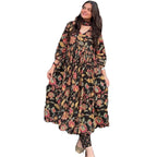ANNI DESIGNER Womens Rayon Blend Floral Straight Kurta with Palazzo & Dupatta (CIA-CLRS_2901_Black_Small)
