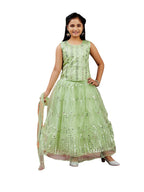 Aarika Girls Ethnic Wear Sea Green Colour Sequin Embroidery Net Lehenga Choli Set (4-10 Years)