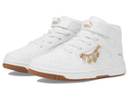 PUMA Rebound Layup Mid Hook and Loop Sneaker, White White Gold, 11 US Unisex Little Kid