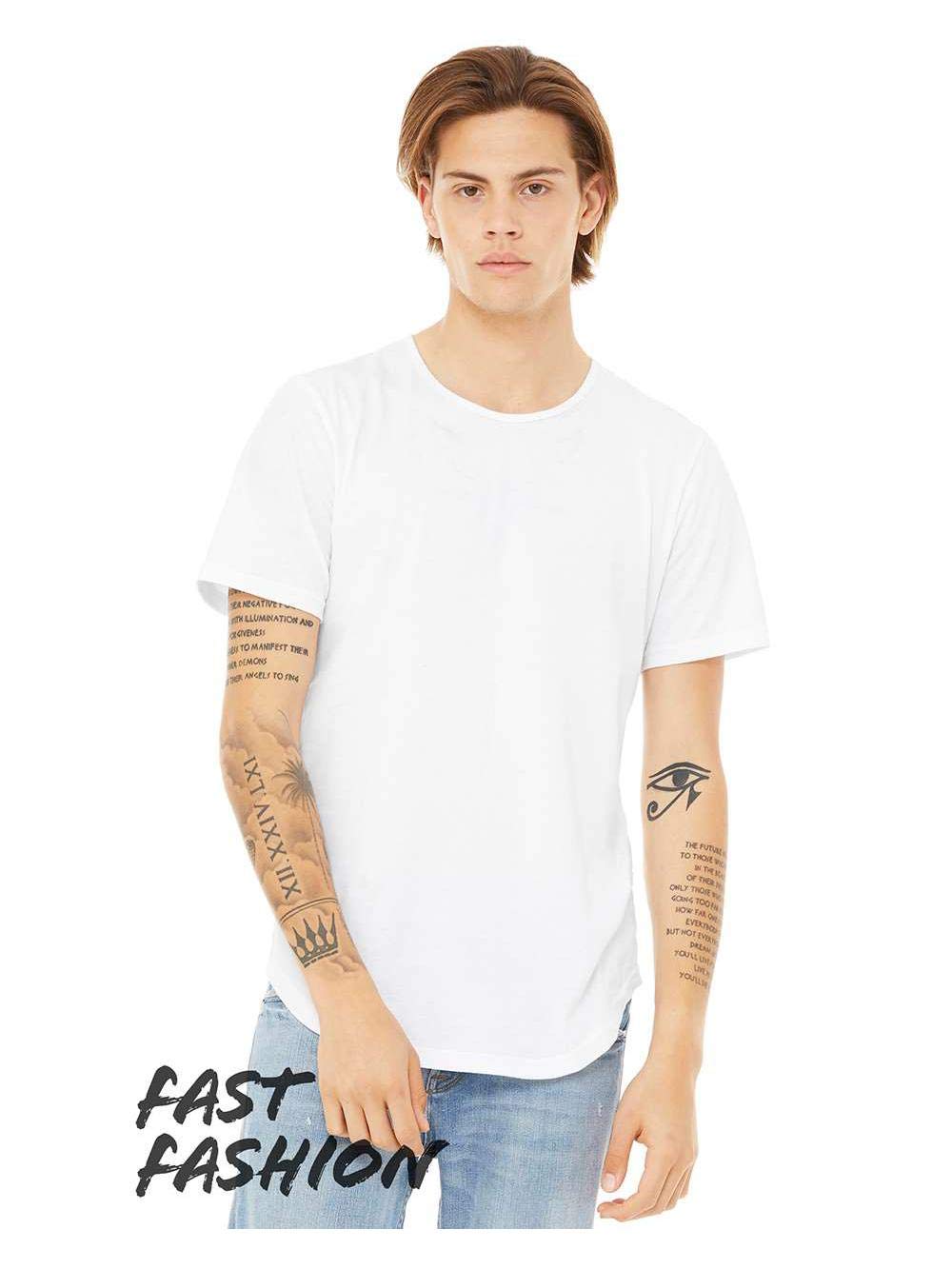 FWD Fashion Mens curved Hem Short Sleeve T-Shirt - WHITE - S(D0102H7KA7P)